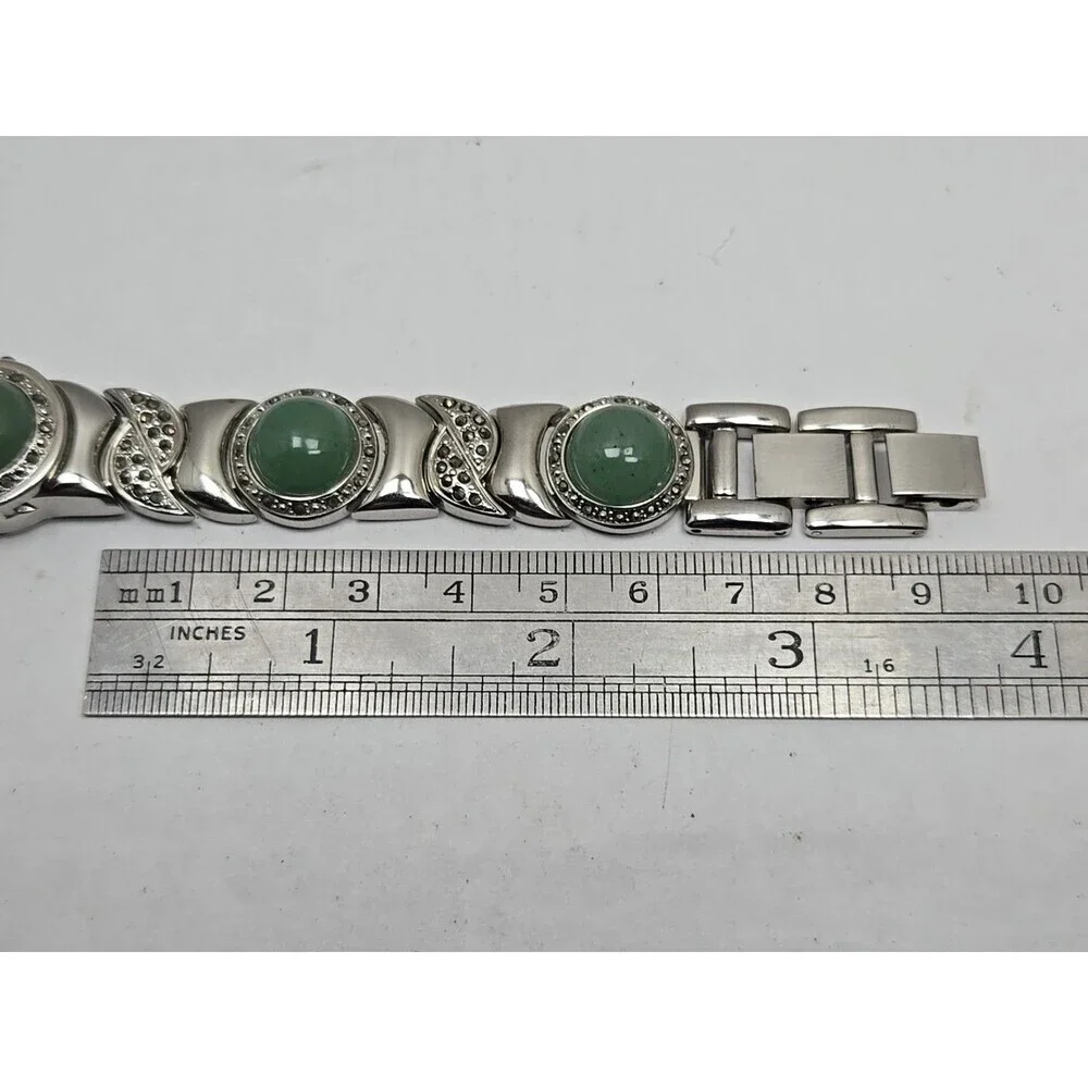 Marcel Drucker Quartz Marcasite Green Cabochon Hidden Dial Watch New Battery